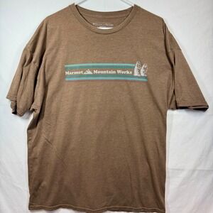 Marmot Mountain‎ Works Graphic T-Shirt Casual Outdoors Brown Sz XXL
